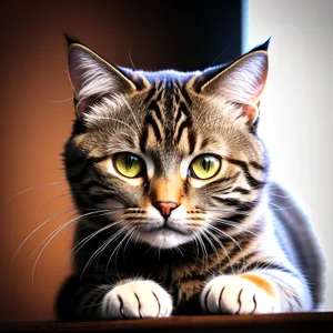 Adorable gray tabby kitten with curious eyes