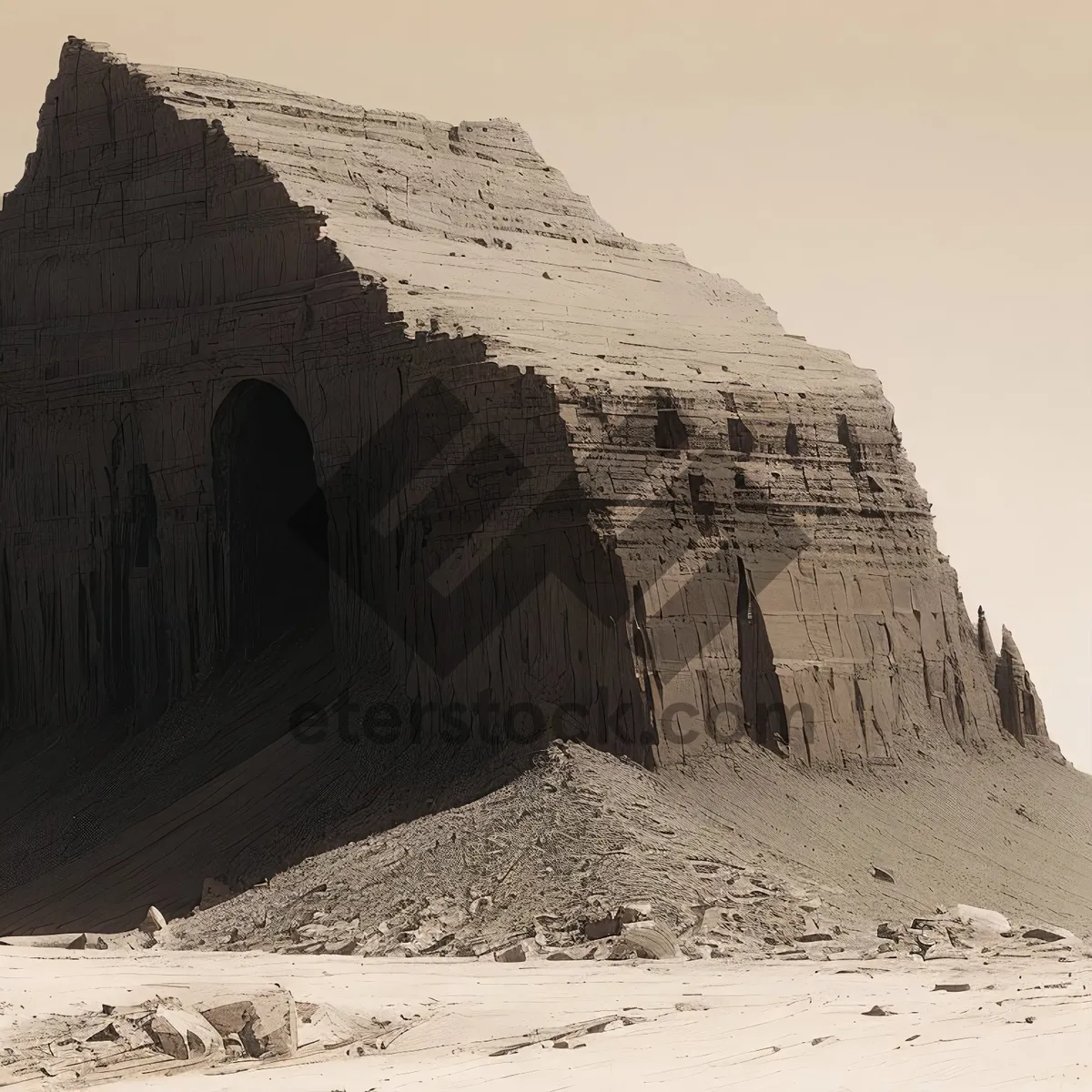 Picture of Majestic Ancient Stone Fortress in Desert Canyon