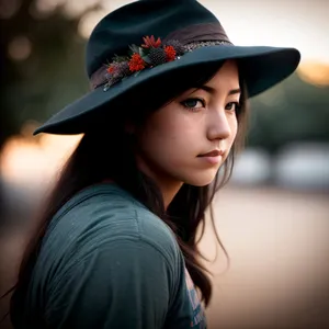 Stylish Cowboy Hat Fashion Portrait - Smiling Adult Model