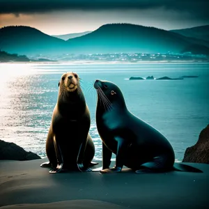 Coastal Sealion in the Majestic Ocean