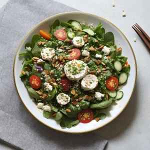Delicious vegetable salad with fresh ingredients