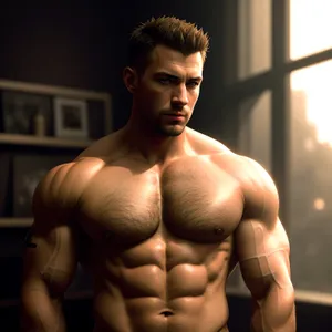 Ripped Bodybuilder Posing in the Gym