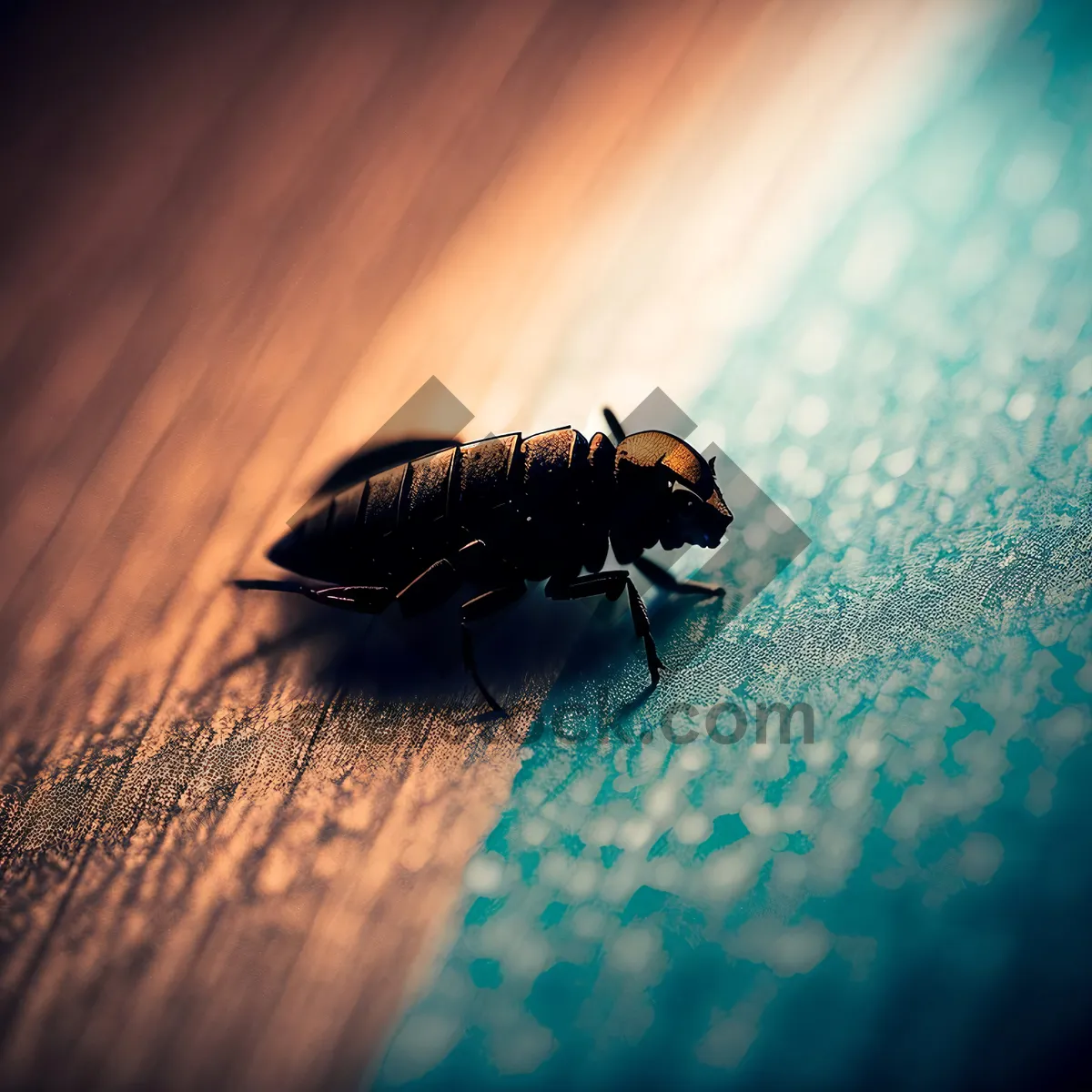 Picture of Garden Bug on Black Leaf: Close-up Insect with Antenna