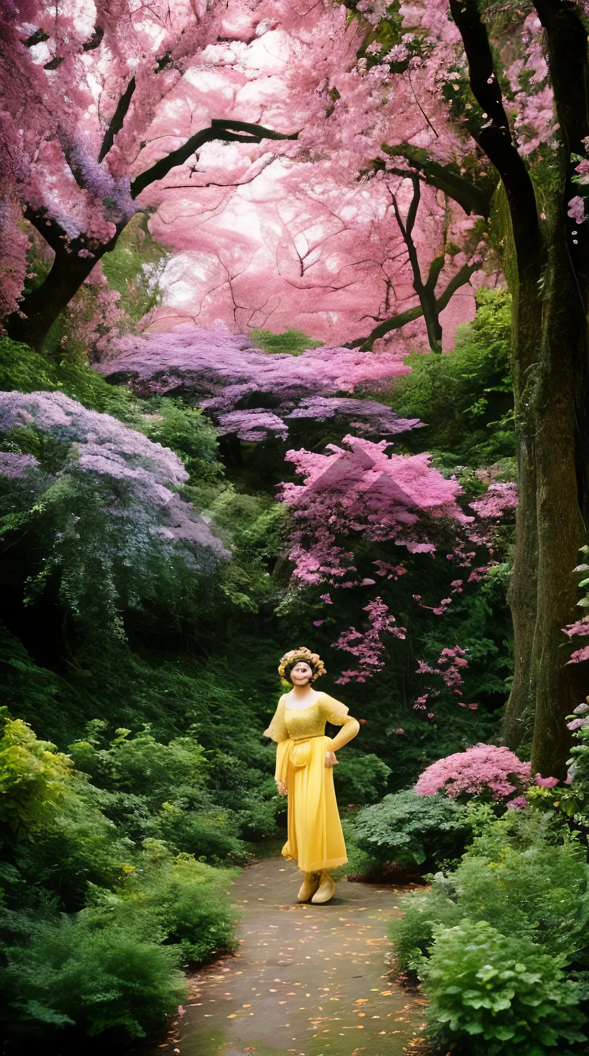 Picture of Rhododendron garden in a picturesque park landscape.