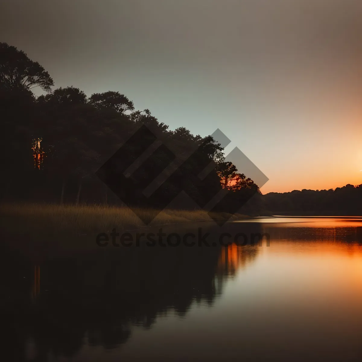 Picture of Tranquil Lake Sunset: Scenic Reflections in Nature