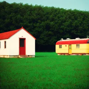 Old Fire Station in Rural Countryside landscape.