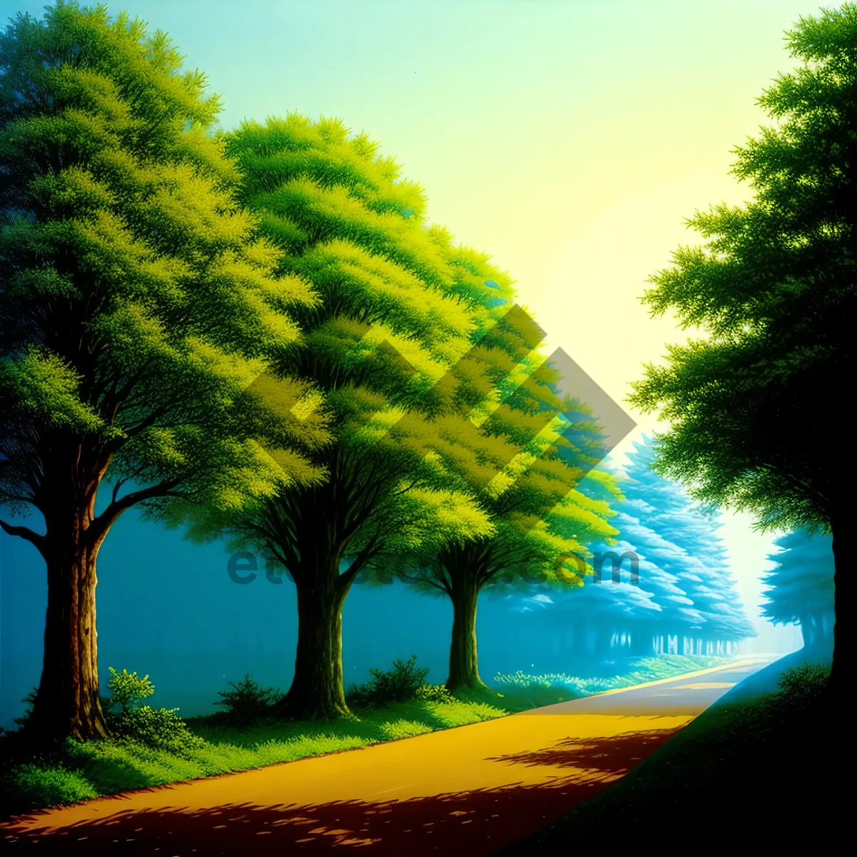 Picture of Serene Willow Forest in Summer Landscape