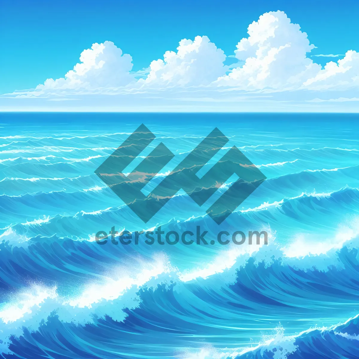 Picture of Tropical Coastal Waters - Serene Seascape with Breaking Waves