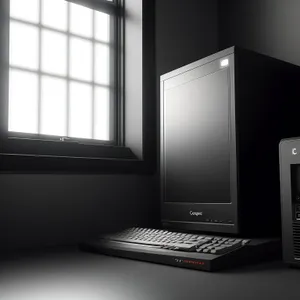 Modern desktop computer with wireless keyboard and screen