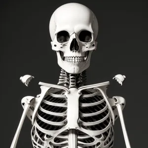 Spooky skeleton man wearing terrifying mask