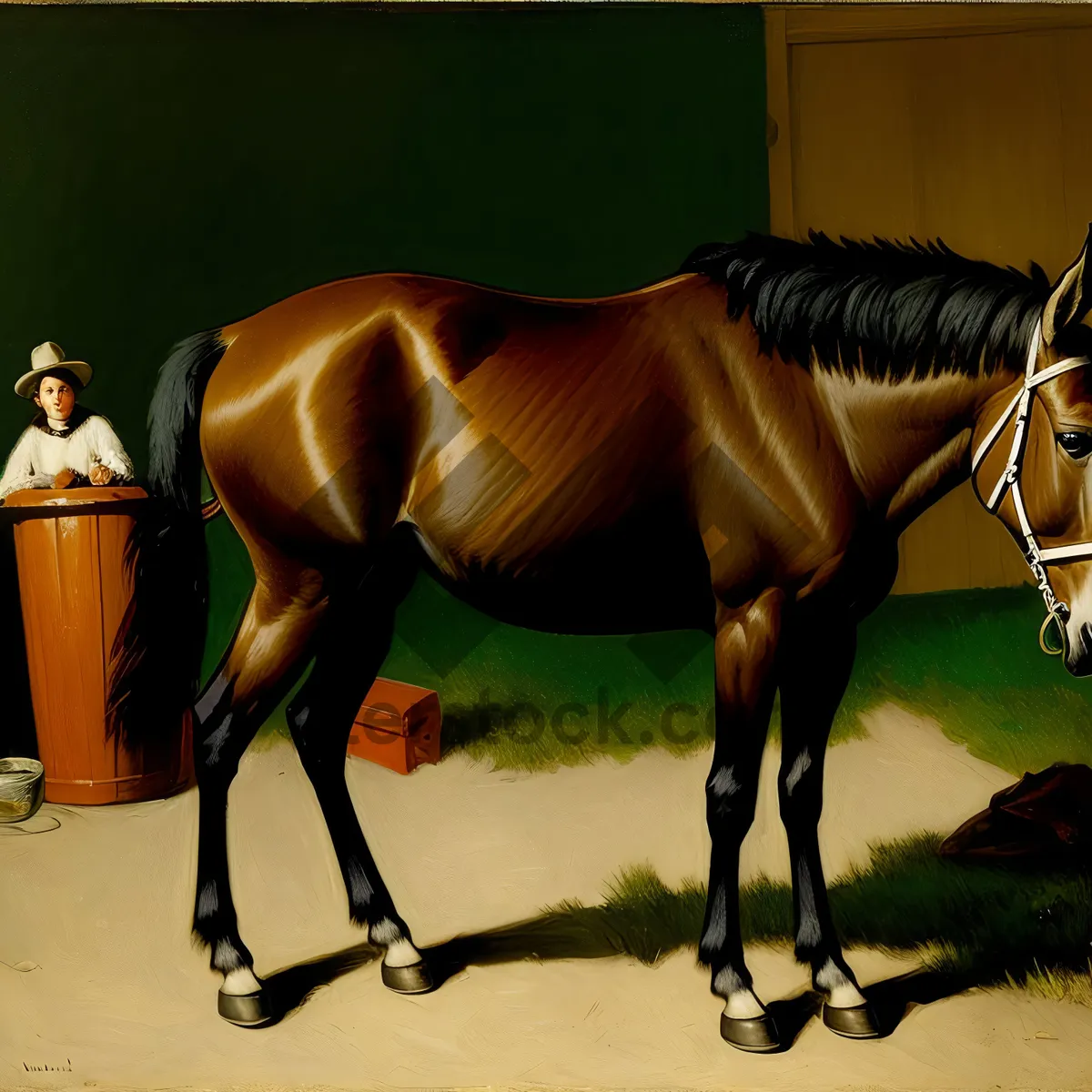 Picture of Brown Stallion with Saddle and Bridle