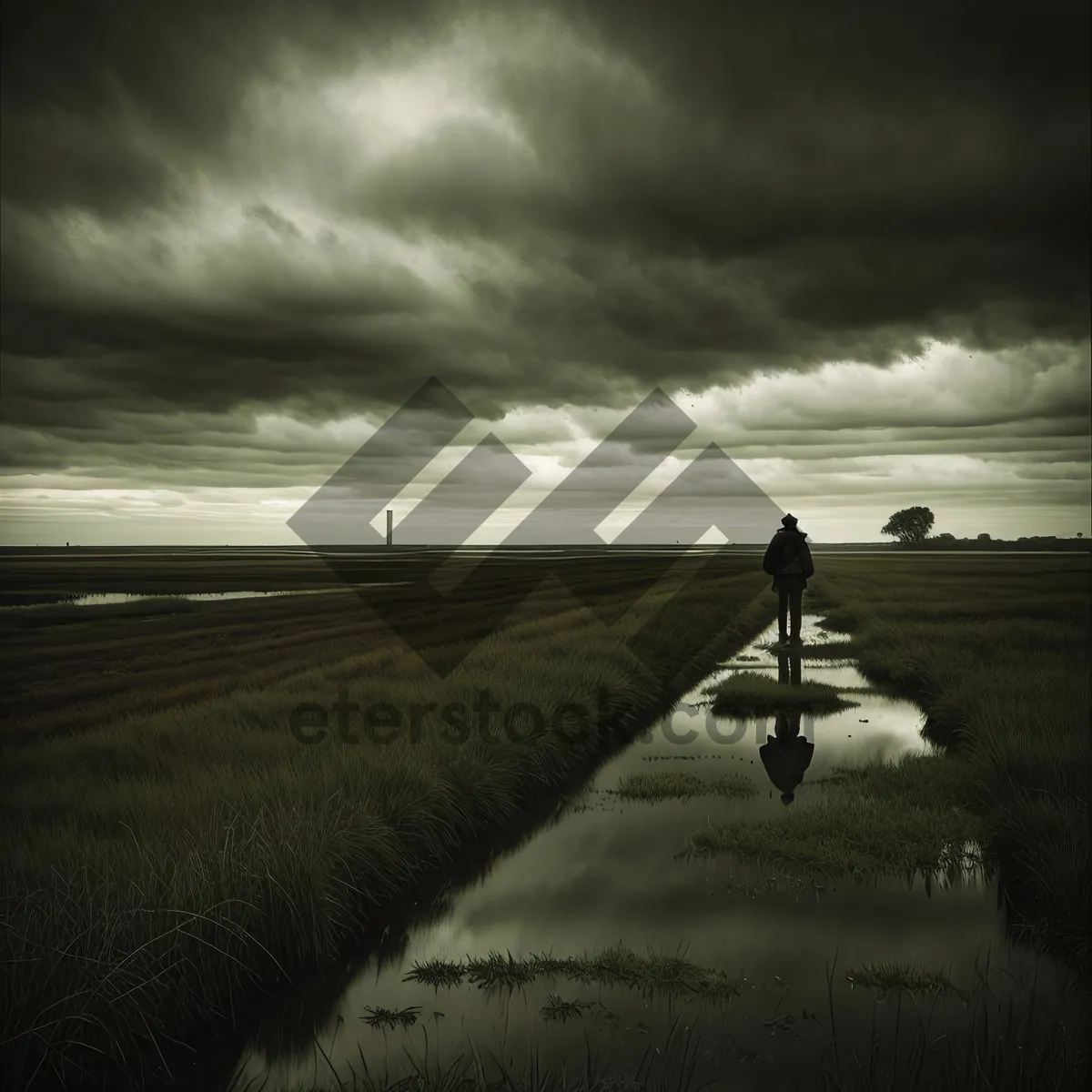 Picture of Endless Sky: Breakwater Highway Piercing Rural Landscape