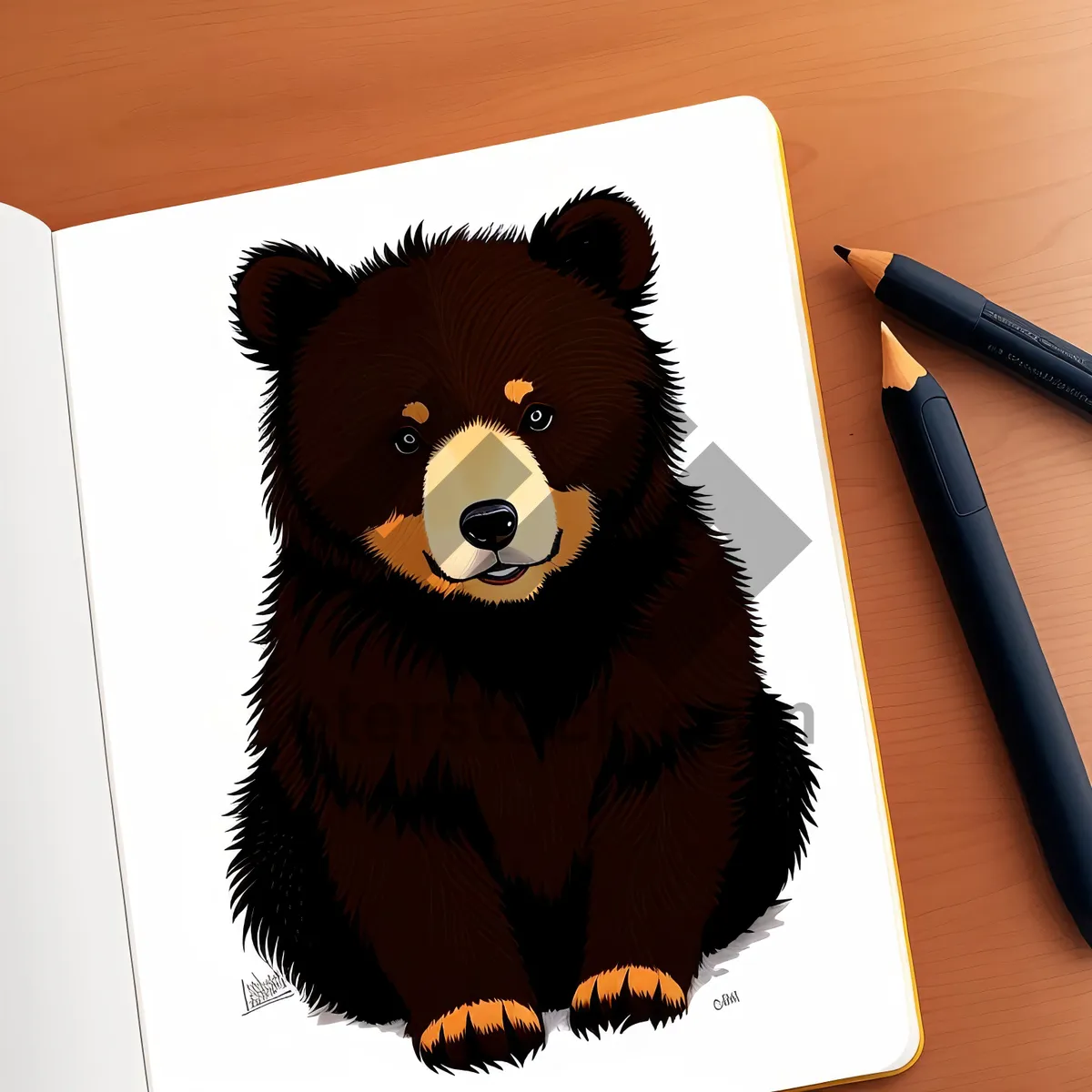 Picture of Furry Toy Bear with Cute Portrait Face