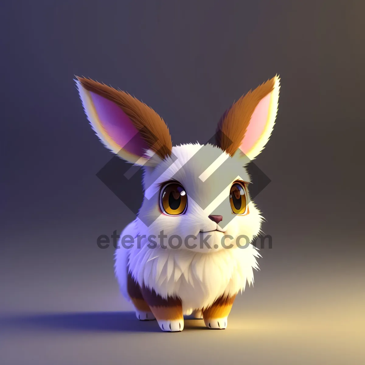 Picture of Fluffy Bunny with Cute Ears in Studio