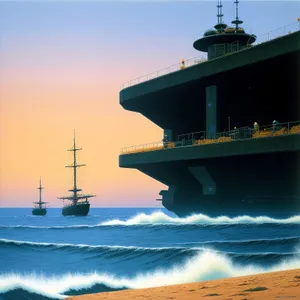 Massive Aircraft Carrier Dominates Ocean Horizon