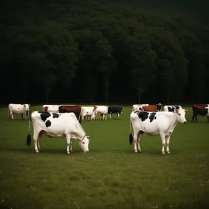 Bovine Grazing in Rural Meadow