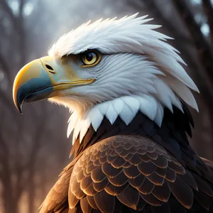 Bald Eagle Portrait with Piercing Yellow Eyes