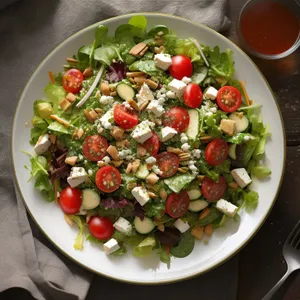 Healthy Vegetable Salad with Fresh Tomatoes and Lettuce