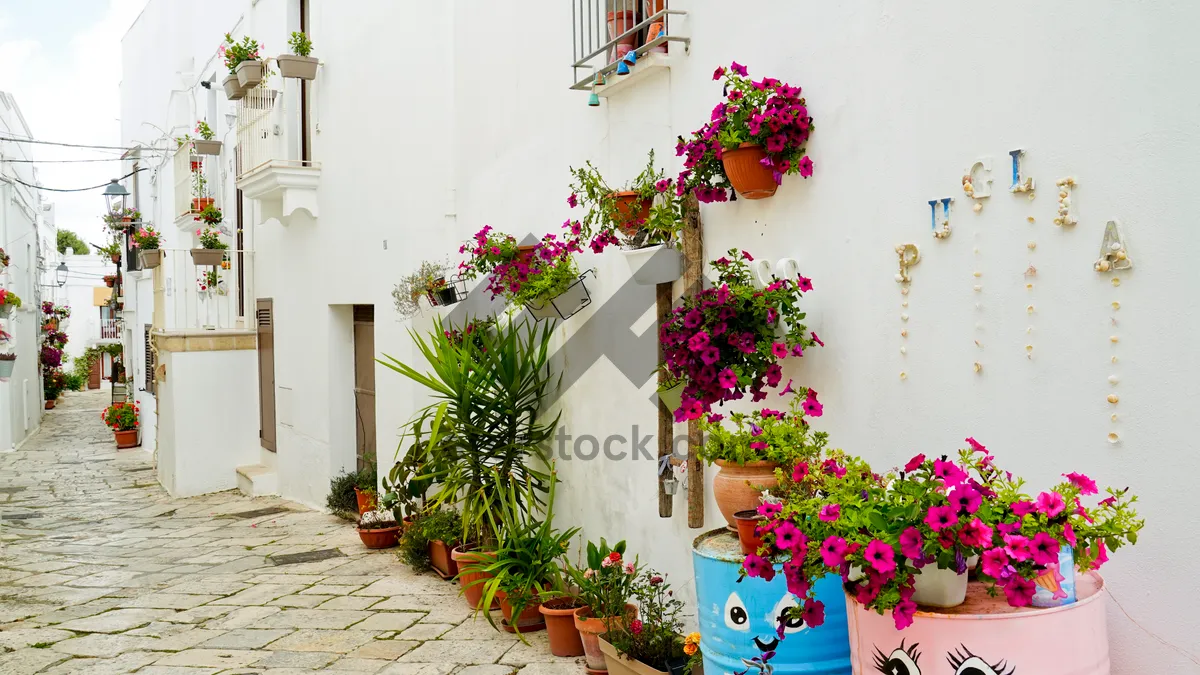 Picture of Balcony Decoration with Flower Bouquet in Vase