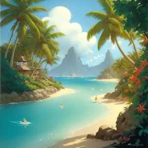 Serene Tropical Beach Paradise with Palm Trees
