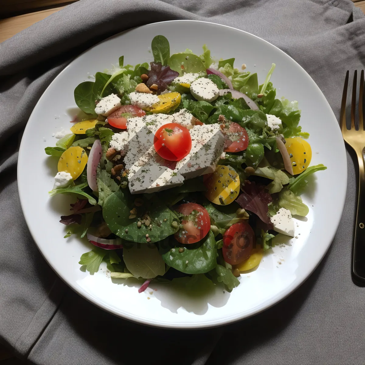 Picture of Gourmet salad with fresh vegetables and tomatoes