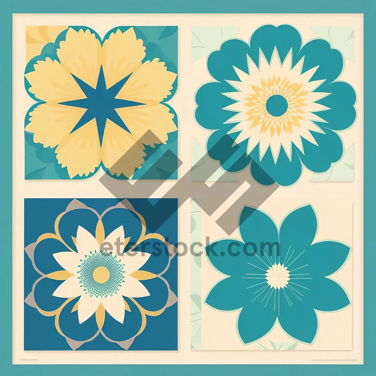 Picture of Floral Retro Wallpaper: Vintage Ornate Flower Pattern