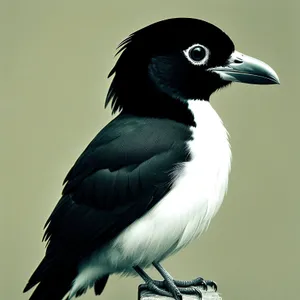 Feathered Seabird in Flight: Majestic Auk with Striking Feathers