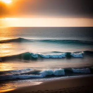 Serenity by the Shore: Sunset over the Tropical Beach