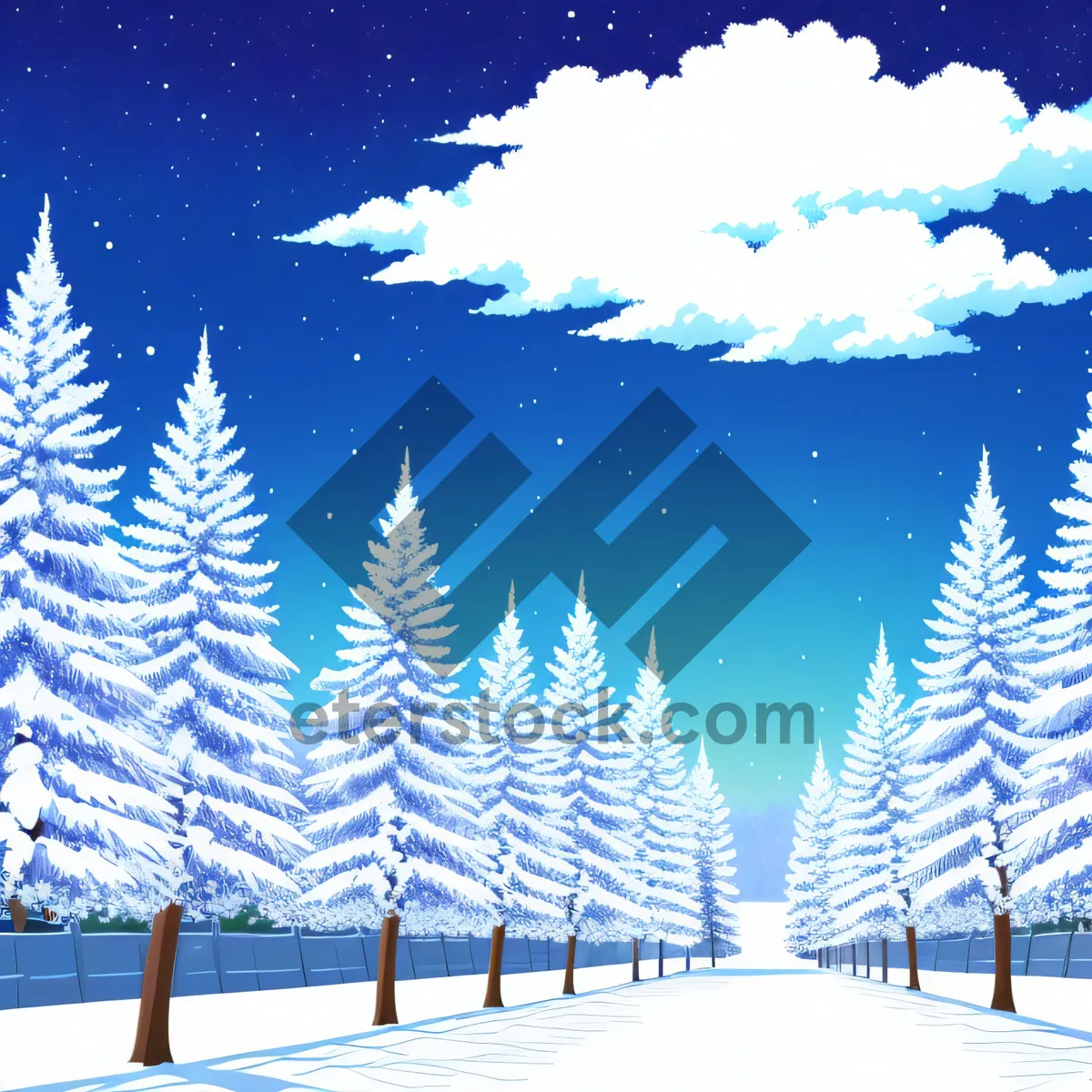 Picture of Winter Wonderland: Serene Evergreen Forest in Snow