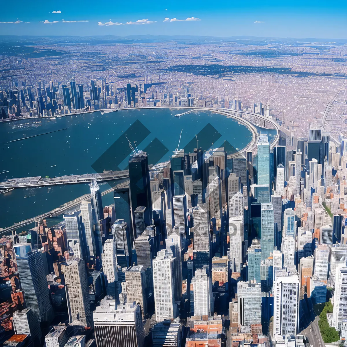 Picture of Modern City Skyline at Sunset: Urban Financial District