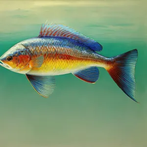 Colorful Snapper Fish Swimming in Aquarium