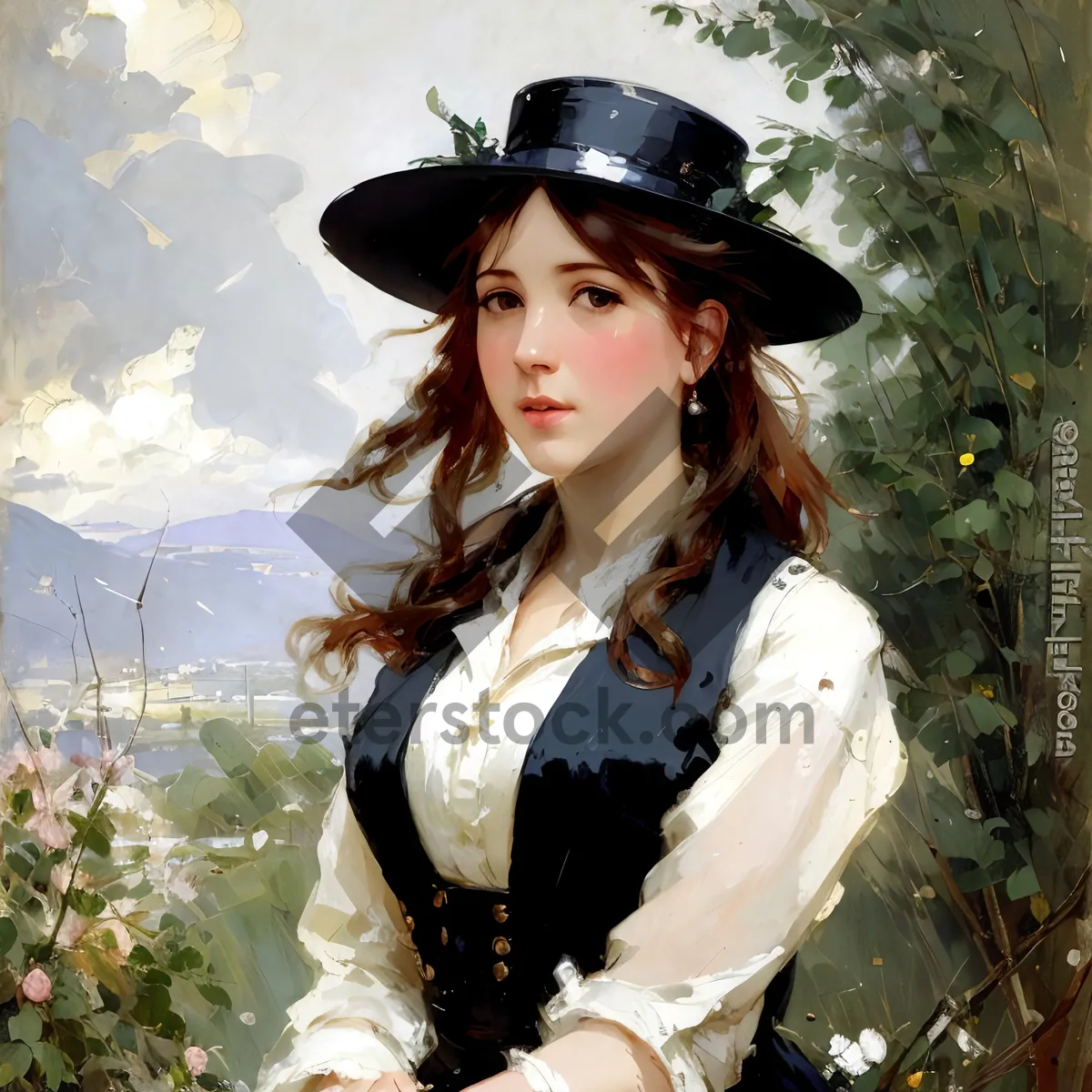 Picture of Stylish Smasher: Pretty brunette in attractive cowboy hat