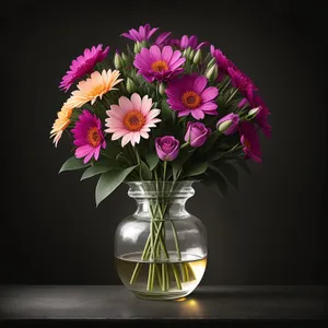 Colorful Spring Flower Bouquet in Vase Decoration
