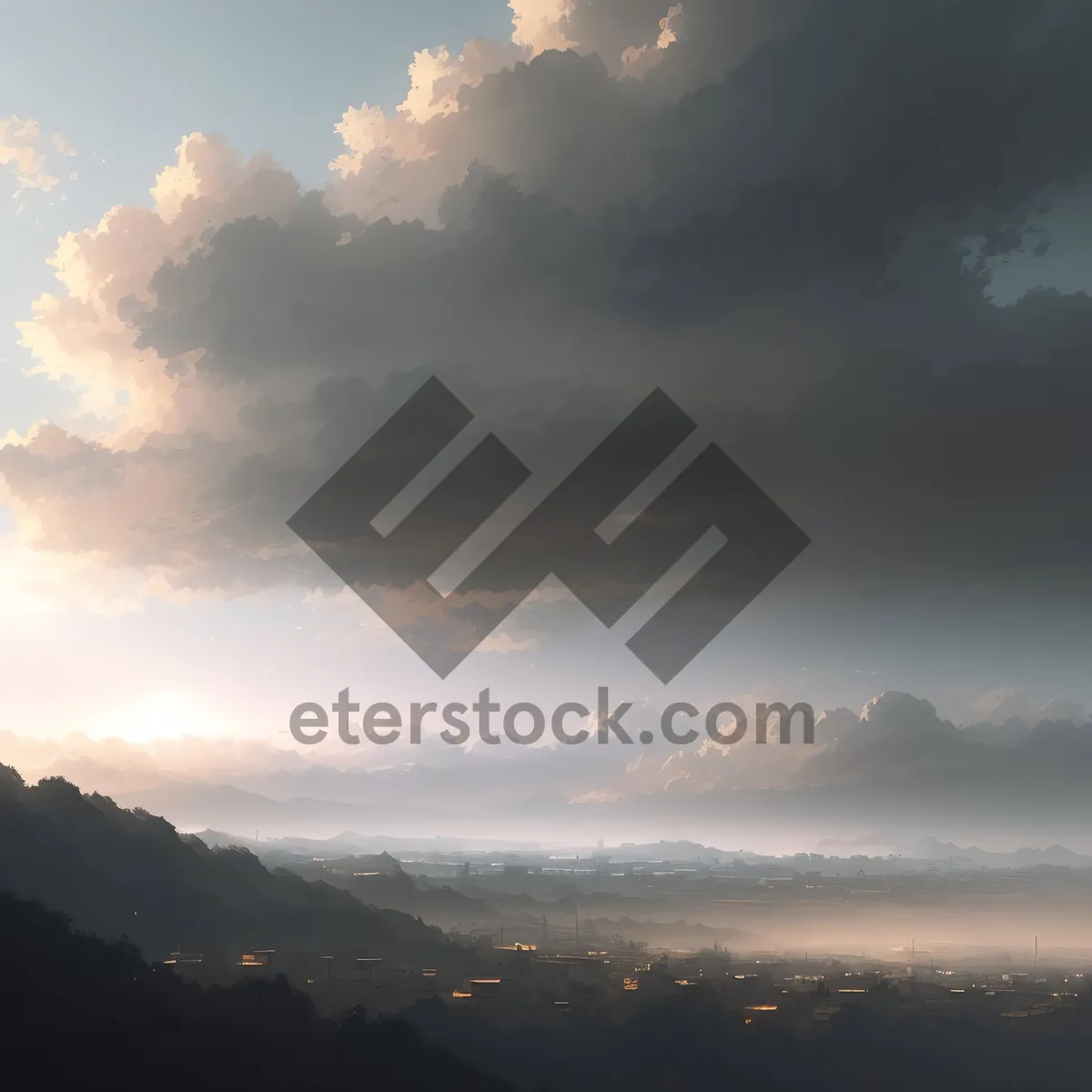 Picture of Vibrant Sunset Over Majestic Mountain Landscape