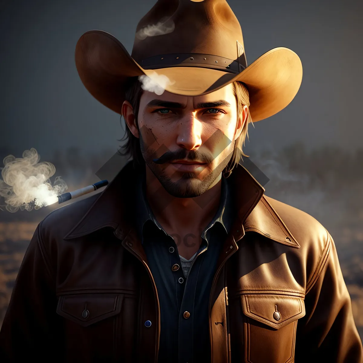 Picture of Fashionable Cowboy Donning a Charming Smile