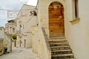 Ancient church architecture in historic city street