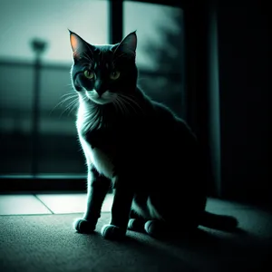 Adorable Gray Tabby Kitty on Windowsill