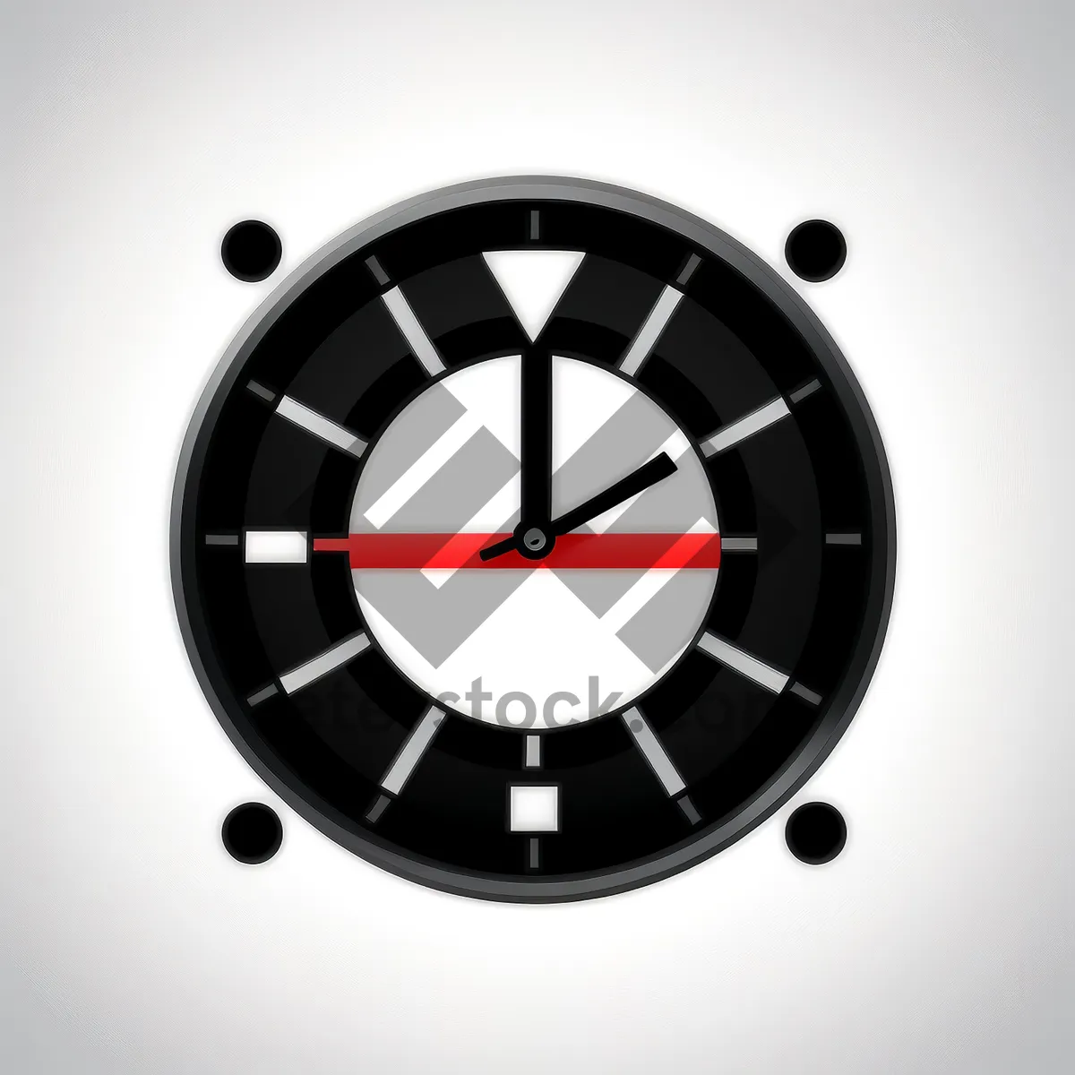 Picture of Shiny Black Round Button with Clock Icon