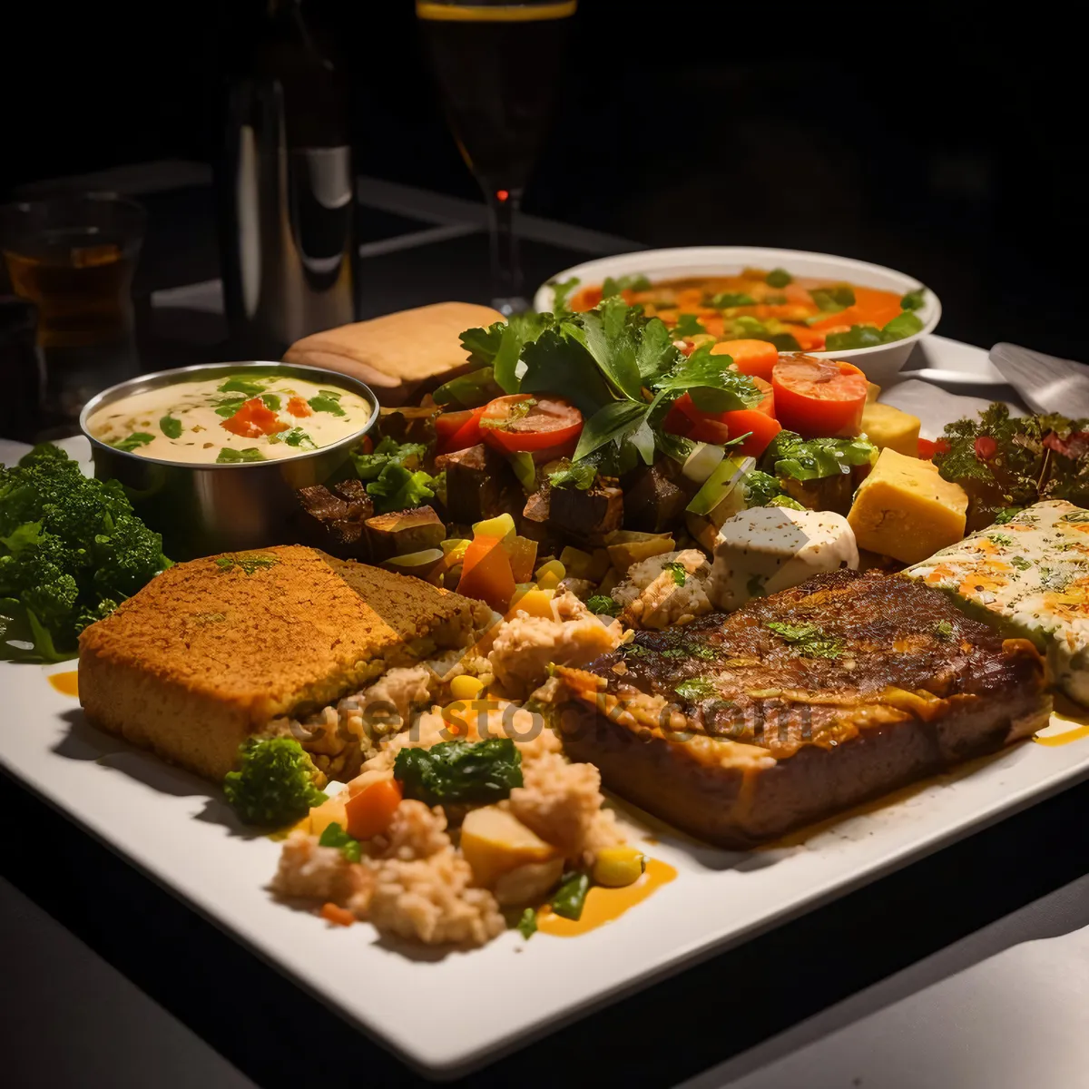 Picture of Fresh Vegetable Salad on White Plate