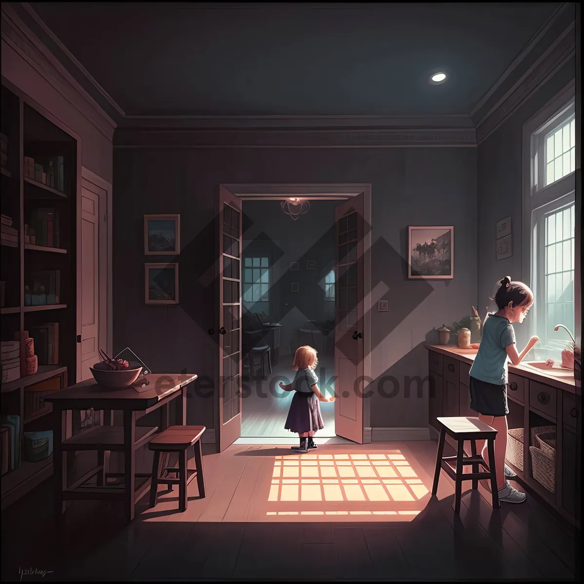 Picture of Modern Wood Dining Room Table and Chairs