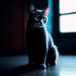 Playful Kitty Peeking from Windowsill