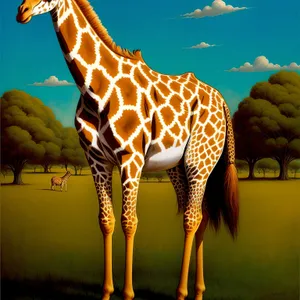 Majestic Giraffe in Serene Grassland Reserve