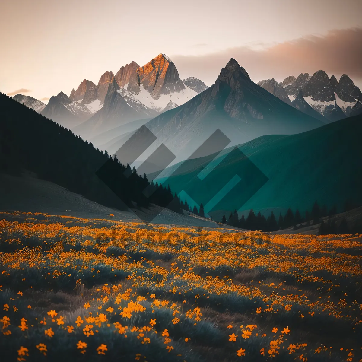 Picture of Sunset Over Majestic Mountain Range