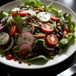 Fresh Gourmet Salad with Grilled Meat and Cheese