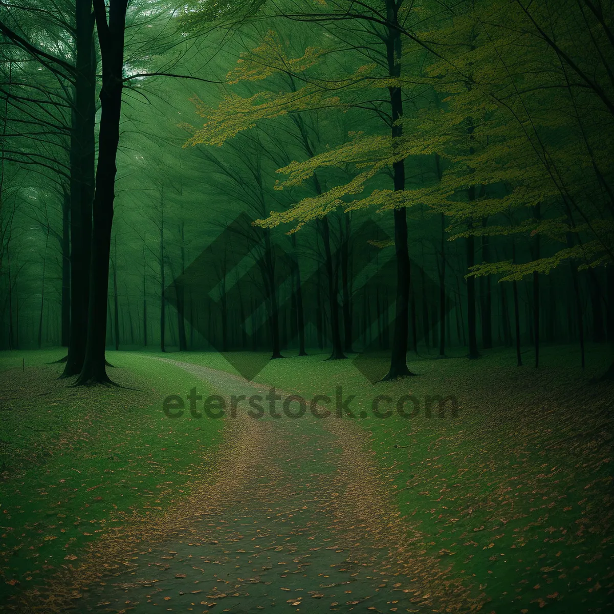 Picture of Sunny Forest Pathway in a Serene Park