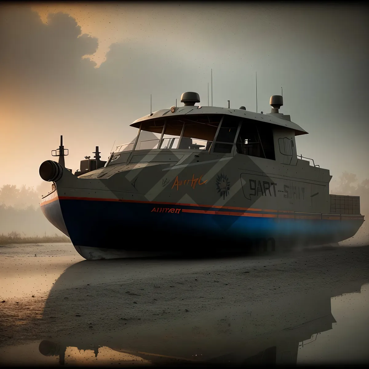 Picture of Nautical Sky: Hovercraft Conveyance at Harbor