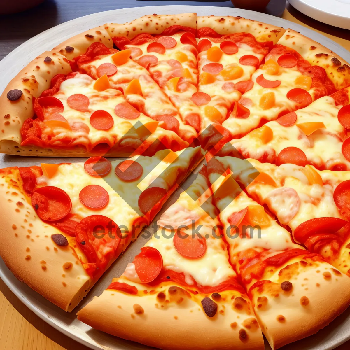 Picture of Delicious Pizza Pie with Pepperoni and Mozzarella