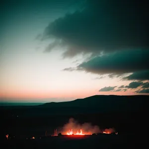 Vibrant Sunset over Fiery Landscape