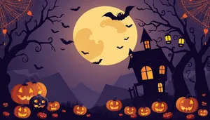 Halloween Night Cemetery Silhouette Moon Cartoon Art