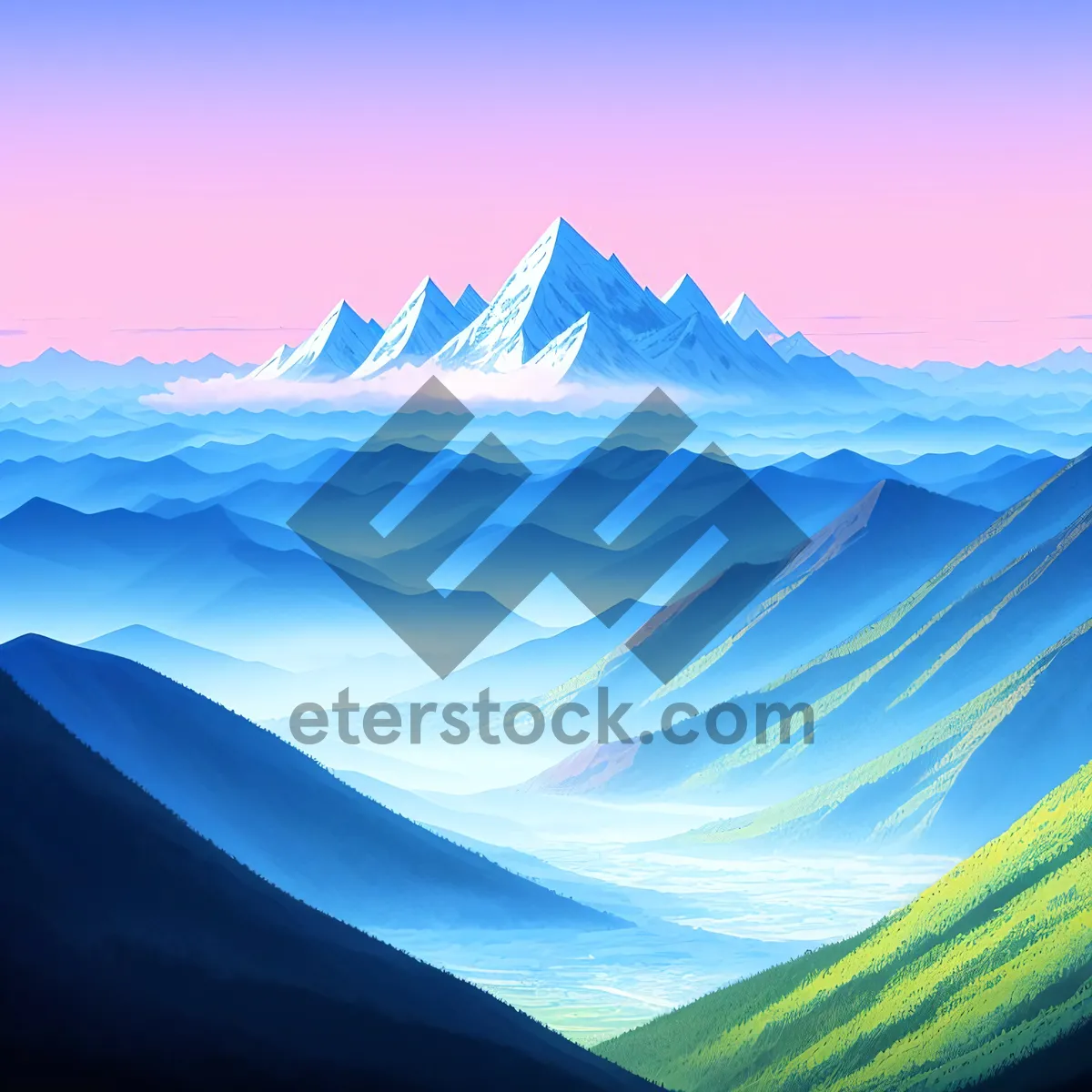 Picture of Abstract Digital Artwork with Colorful Gradient Waves